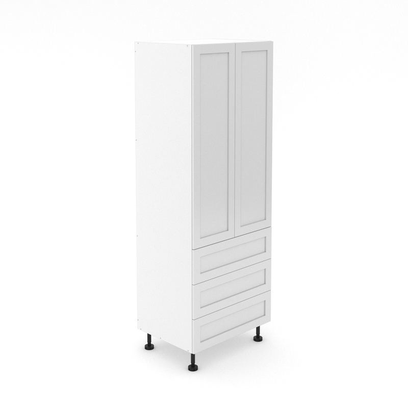2 Door Pantry Cabinet with 3 Equal Exturnal Drawers - Shaker