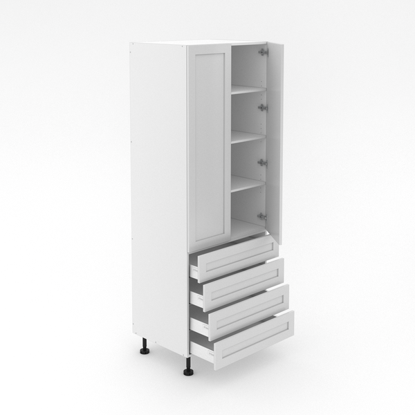 2 Door Pantry Cabinet with 4 Equal Exturnal Drawers - Shaker