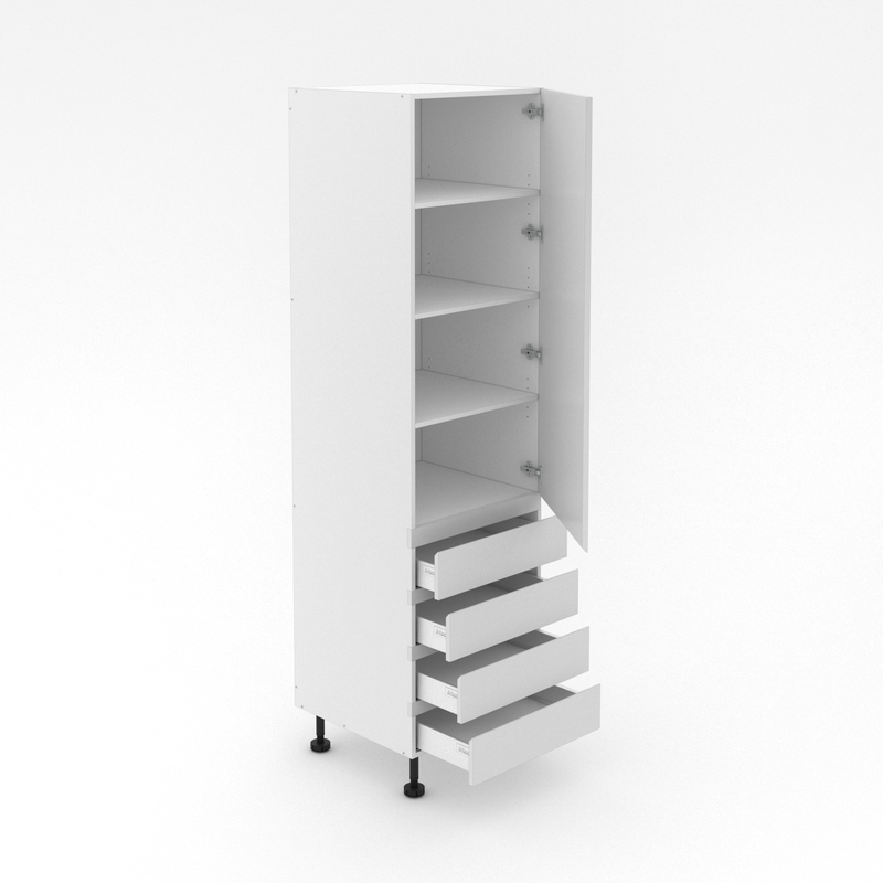 1 Door Pantry Cabinet with 4 Equal Extural Drawer - Shadowline